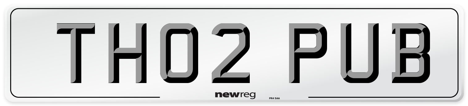 TH02 PUB Number Plate from New Reg